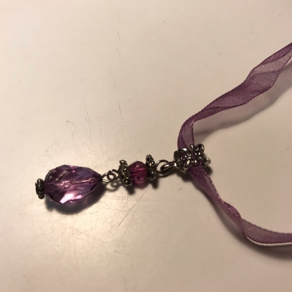 Purple Teardrop Pendant Necklace - Picture 3 of 4